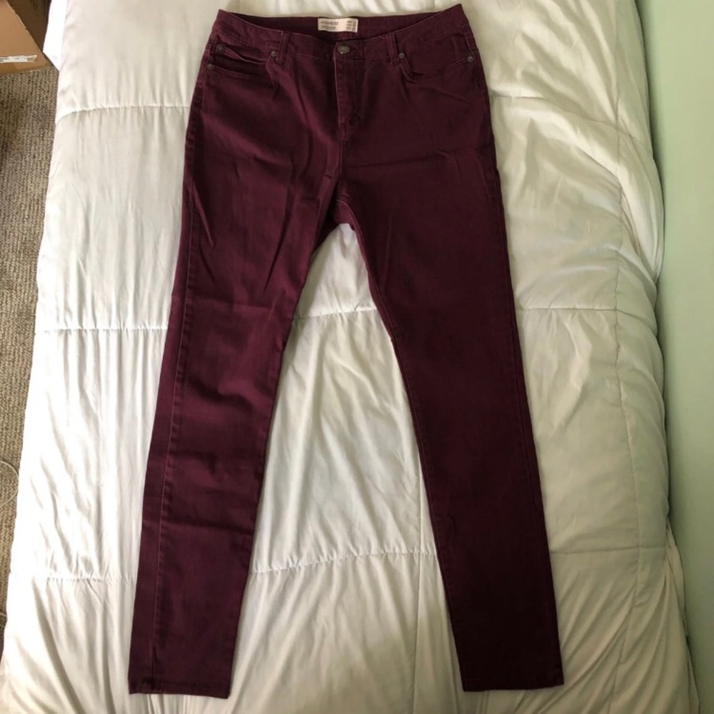 Burgundy High Rise Pants - Picture 2 of 3